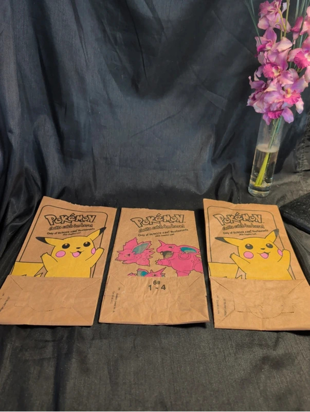 Lot of 3 pokemon Pichu Nintendo Burger King cool gift bags!